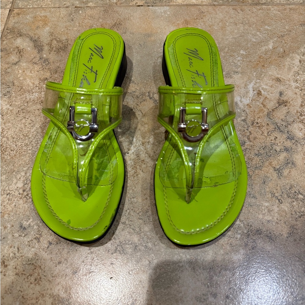 Vintage Y2K style Marc Fisher Green Sandals with Clear Straps